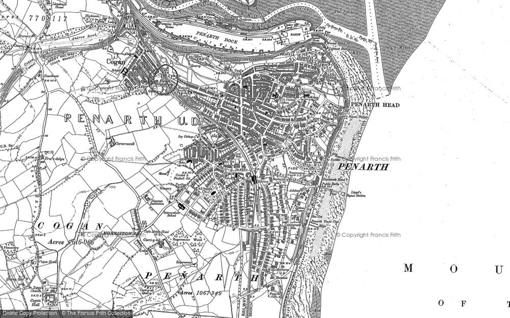 Old Map of Historic Map covering Lower Penarth in 1889