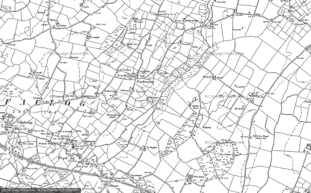 Old Map of Historic Map covering Ty Newydd in 1899