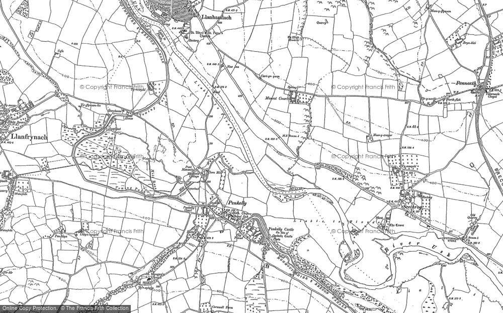 Old Map of Pencelli, 1886 - 1887 in 1886