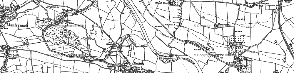 Old map of Pencelli in 1886