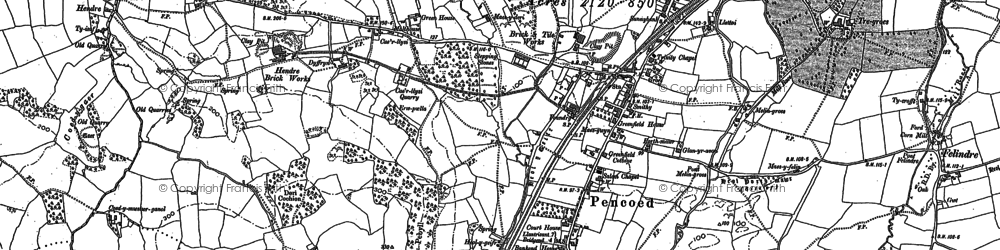 Old map of Pencoed in 1897