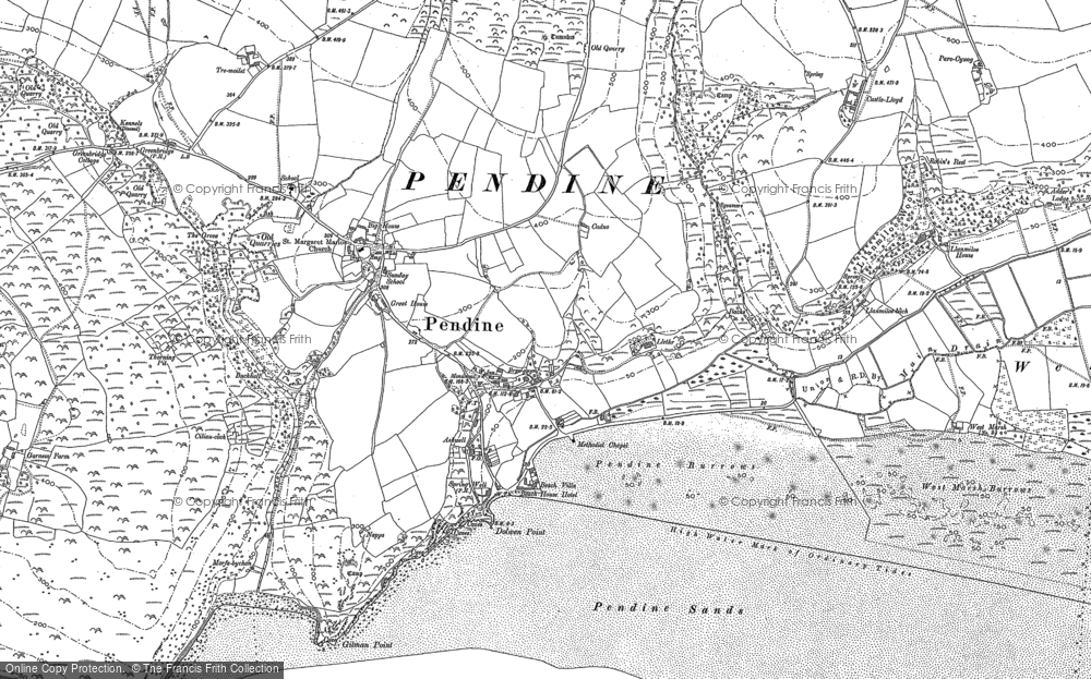 Old Map of Pendine, 1905 in 1905