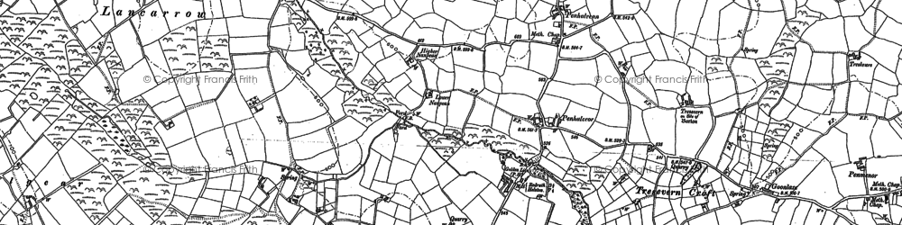 Old map of Tresevern Croft in 1878