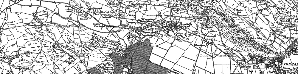 Old map of Penmorfa in 1899