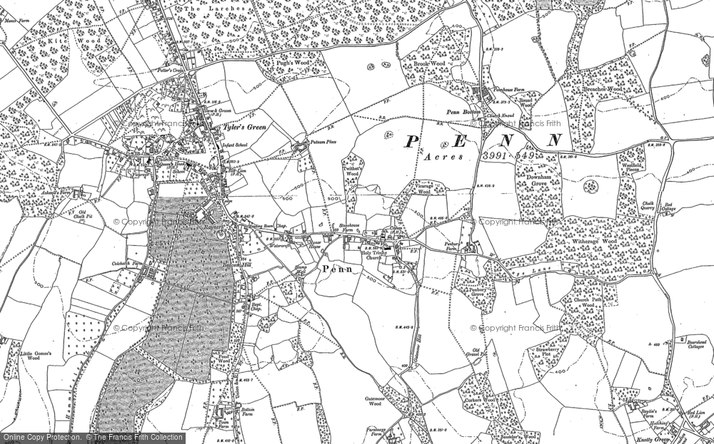 Old Map of Historic Map covering Witheridge Wood in 1897