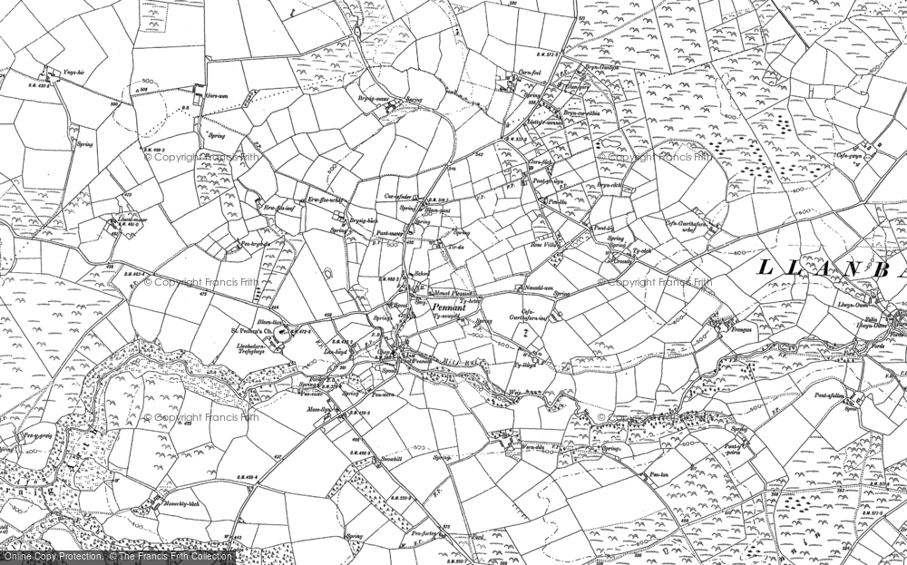 Old Map of Historic Map covering Wernddu in 1904