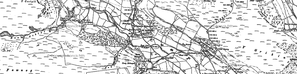 Old map of Trum y Fawnog in 1900