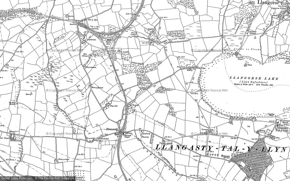Old Map of Historic Map covering Bryn-llici in 1886
