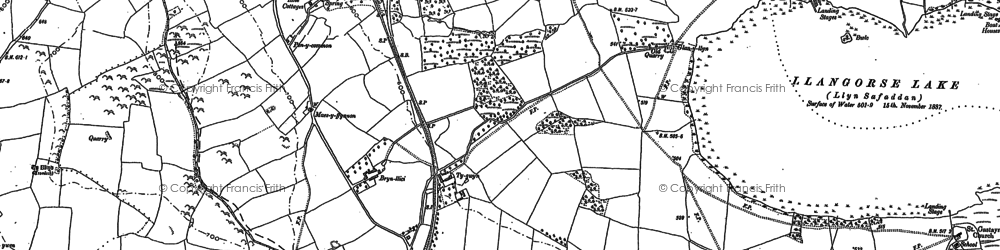 Old map of Bryn-llici in 1886