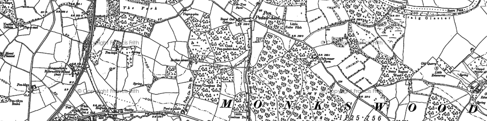 Old map of Penpedairheol in 1899