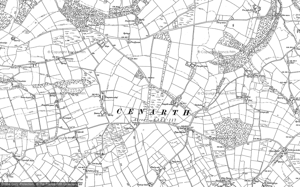 Old Map of Historic Map covering Blaenachddu in 1887