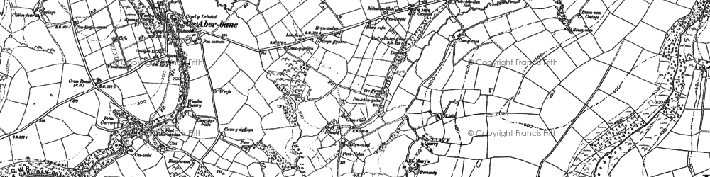 Old map of Penrhiw-llan in 1887