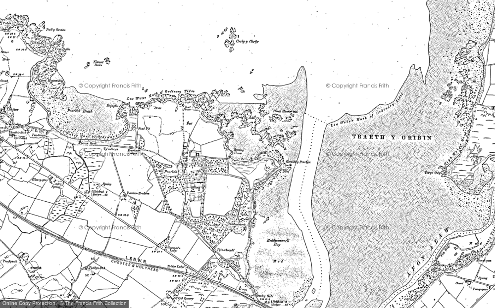 Old Map of Historic Map covering Beddmanarch Bay in 1899