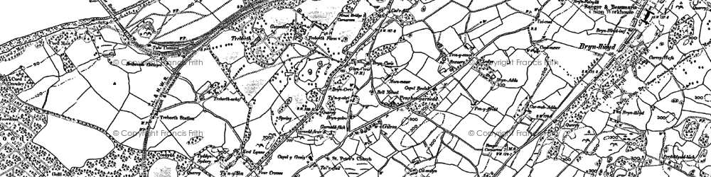 Old map of Treborth Hall in 1899