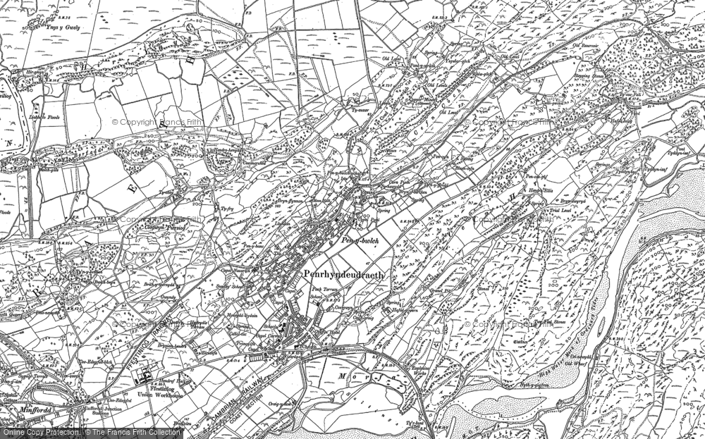 Old Map of Historic Map covering Bryn-Dwyryd in 1913