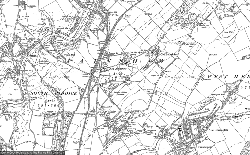 Old Map of Penshaw, 1895 in 1895