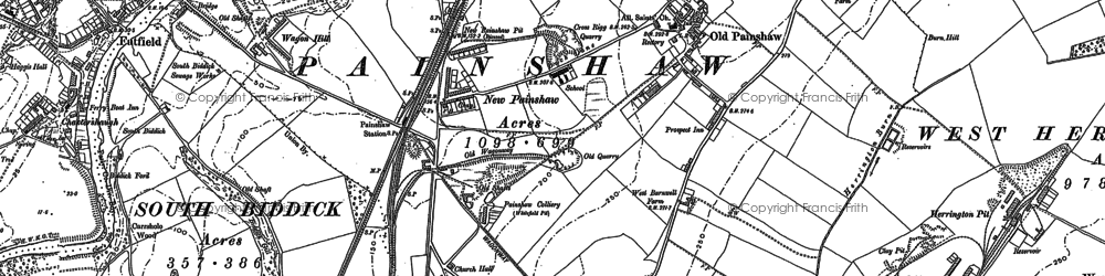 Old map of Penshaw in 1895