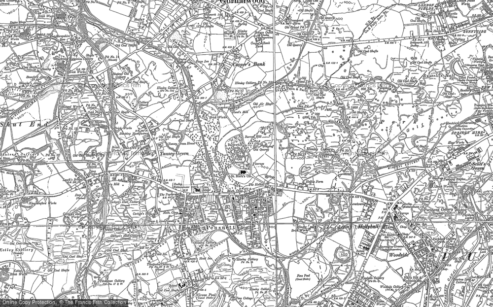 Old Map of Historic Map covering Barrow Hill in 1881