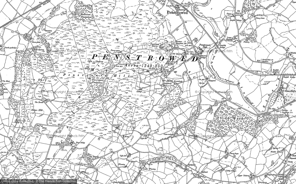 Old Map of Historic Map covering Bryn-helyg in 1884