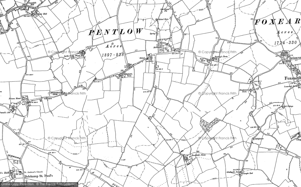 Old Map of Pentlow, 1885 - 1902 in 1885