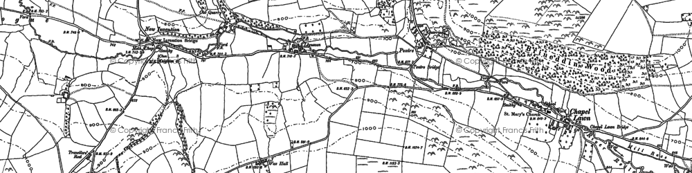 Old map of Pentre in 1887