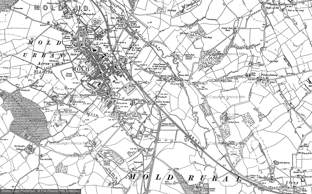 Old Map of Historic Map covering Broncoed-isaf in 1898
