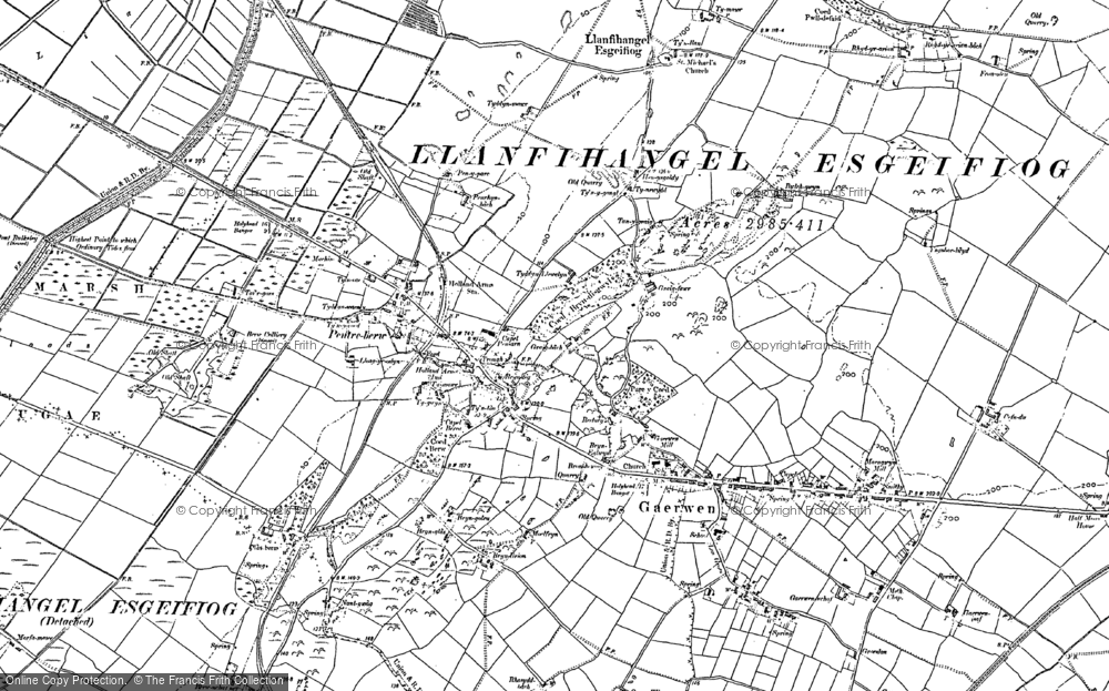 Old Map of Historic Map covering Tyddyn Mawr in 1888
