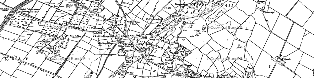 Old map of Berw-uchaf in 1888