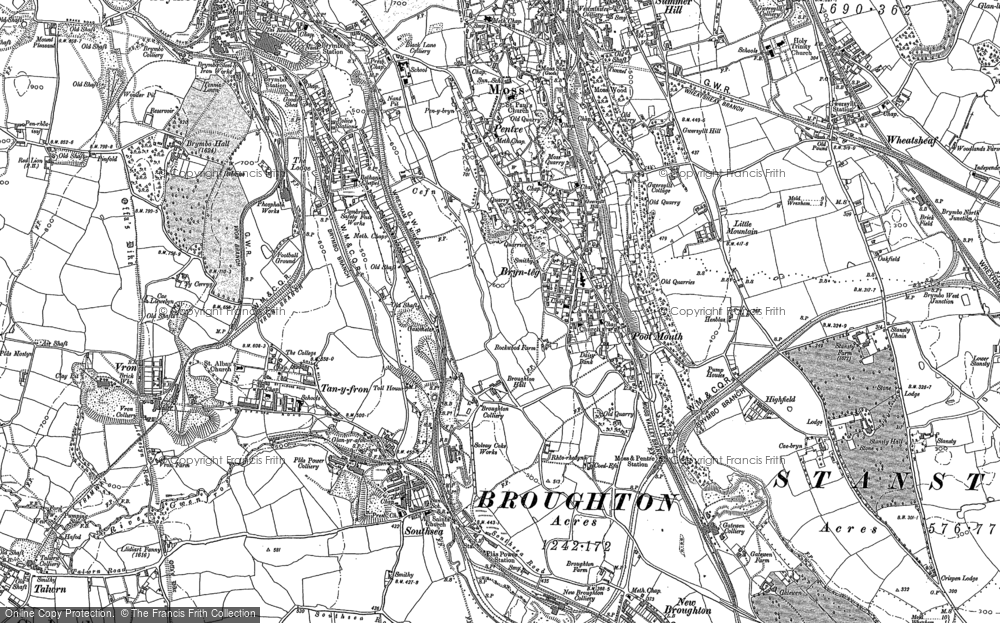 Old Map of Pentre Broughton, 1898 - 1910 in 1898