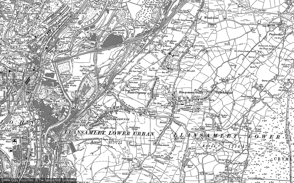 Old Map of Pentre-chwyth, 1897 in 1897