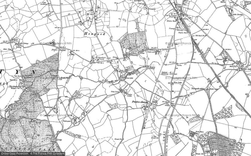Old Map of Pentre-clawdd, 1874 in 1874