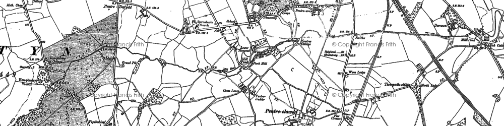 Old map of Pentre-clawdd in 1874