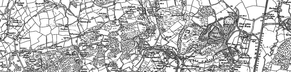 Old map of Pentre-Gwenlais in 1877