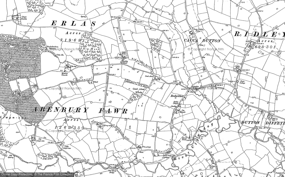 Old Map of Pentre Maelor, 1909 in 1909