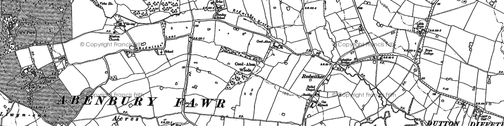 Old map of Pentre Maelor in 1909