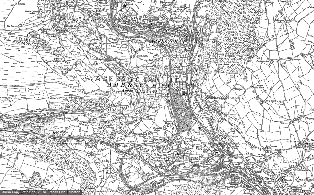 Old Map of Historic Map covering Cwm Ffrwd-oer in 1899