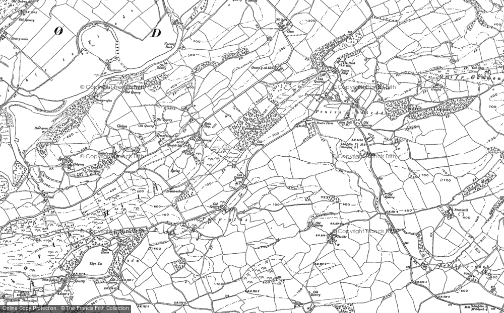 Old Map of Pentre'r beirdd, 1884 - 1885 in 1884