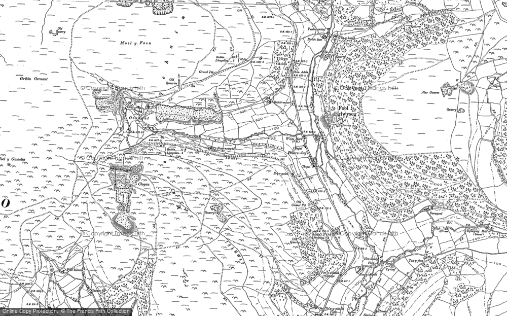 Old Map of Historic Map covering Bryn Alyn in 1898