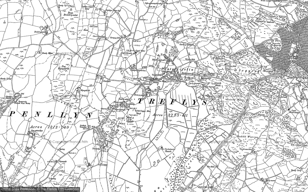 Old Map of Historic Map covering Braich-y-saint in 1899