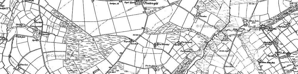Old map of Afon Bedw in 1887