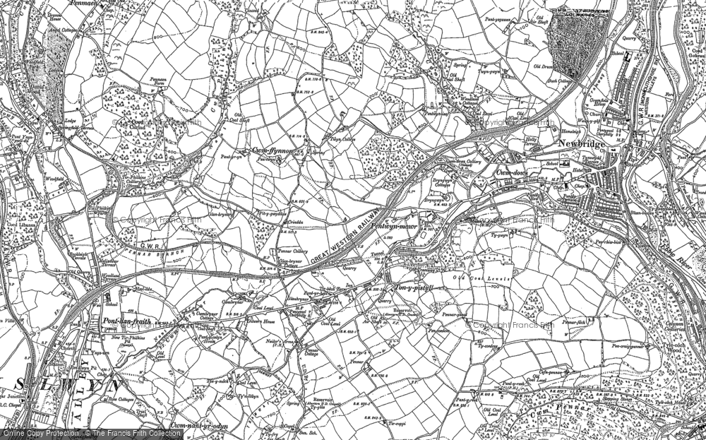 Old Map of Historic Map covering Ton-y-pistyll in 1899