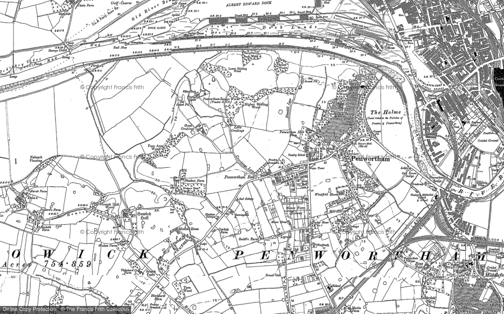 Old Map of Historic Map covering Middleforth Green in 1892