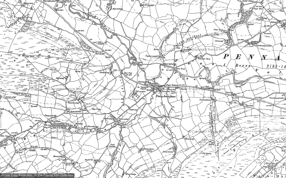 Old Map of Penybontfawr, 1885 - 1900 in 1885