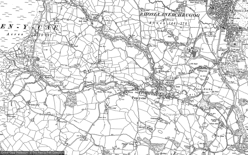 Old Map of Historic Map covering Bryn-Adda Flat in 1909