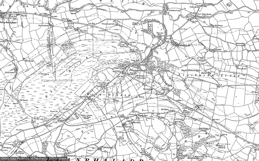 Old Map of Historic Map covering Bryn-aber in 1885
