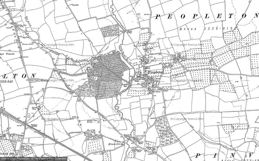 Old Map of Historic Map covering Bow Brook in 1884