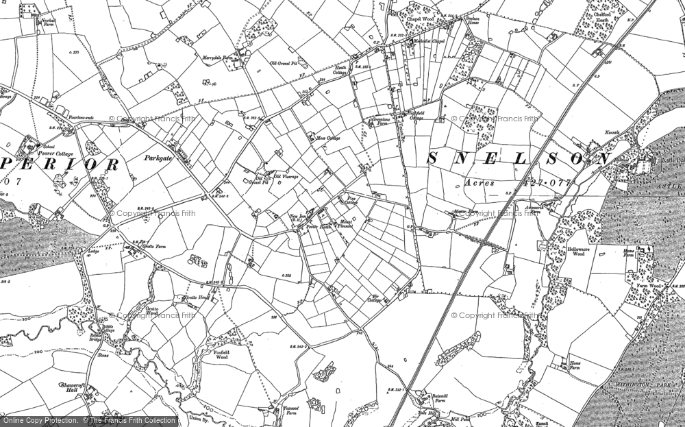 Old Map of Historic Map covering Bate Mill in 1897