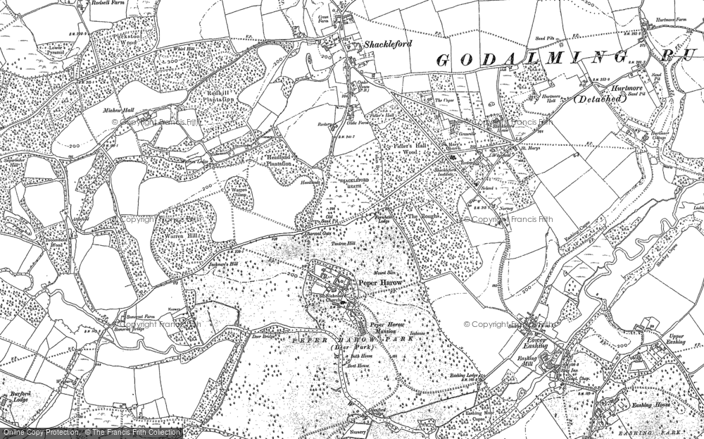 Old Map of Peper Harow, 1895 in 1895
