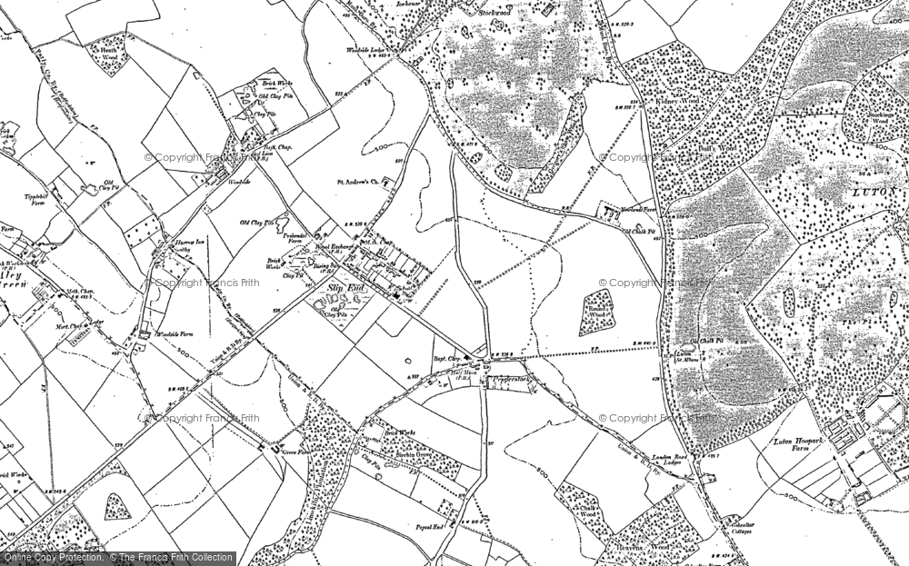 Old Map of Pepperstock, 1899 - 1900 in 1899