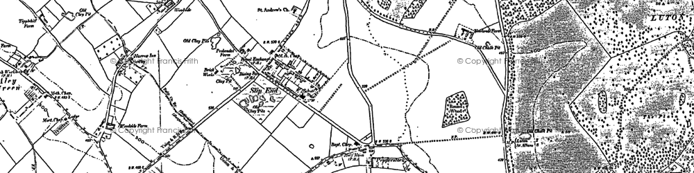 Old map of Pepperstock in 1899